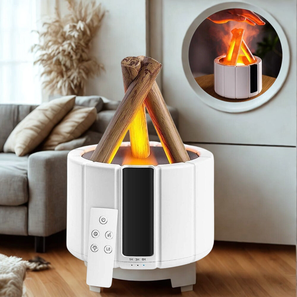 HUMIDIFICADOR DECORATIVA CON EFECTO FUEGO Y CONTROL REMOTO