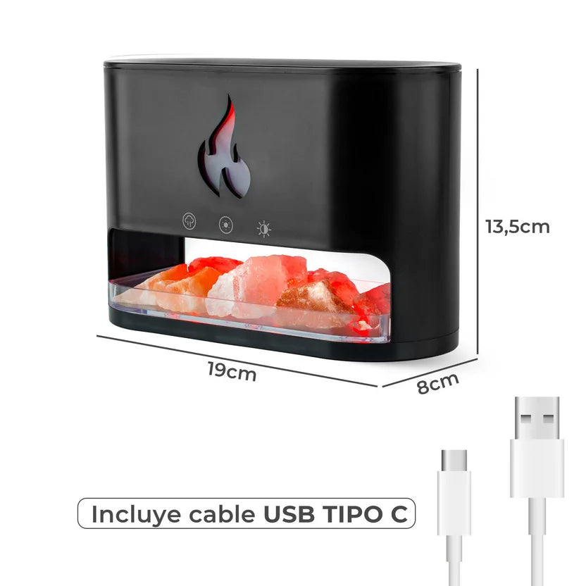 MINI CHIMENEA DECORATIVA CON EFECTO FUEGO Y PIEDRAS LUMINOSAS